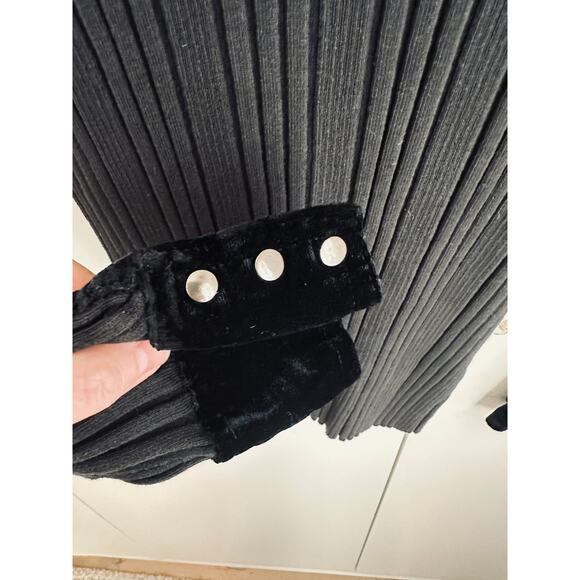 Y2K KNit Zipper Cardigan Velvet Collar Size large Dark Gothic Grunge Vampire - Picture 5 of 11